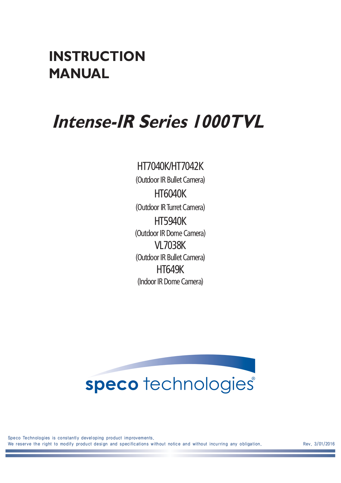 Speco HT649K, HT6040K User Manual