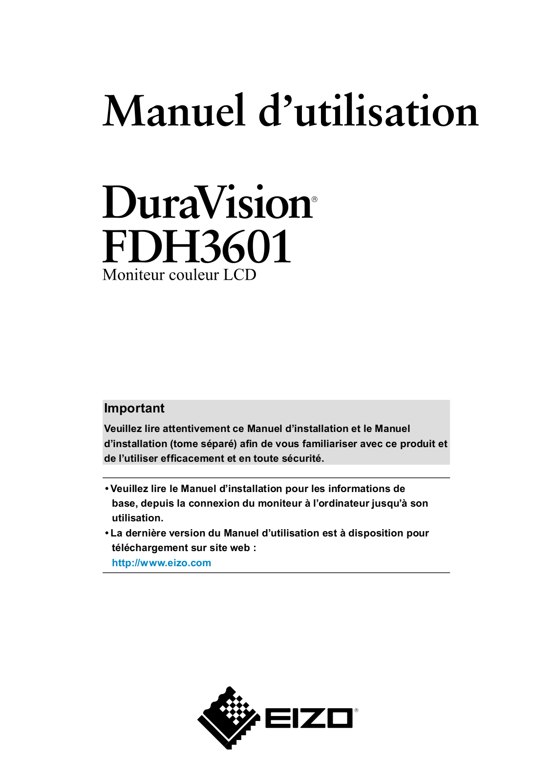 EIZO DURAVISION FDH3601 User Manual