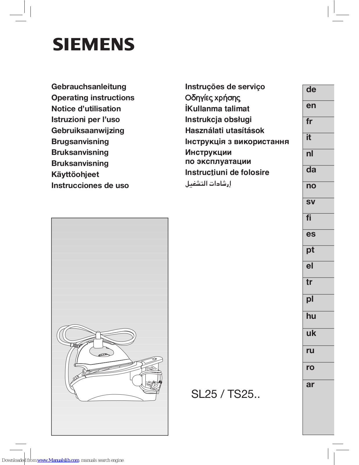 Siemens SL25 Series, TS25 Series, TS25320 Operating Instructions Manual