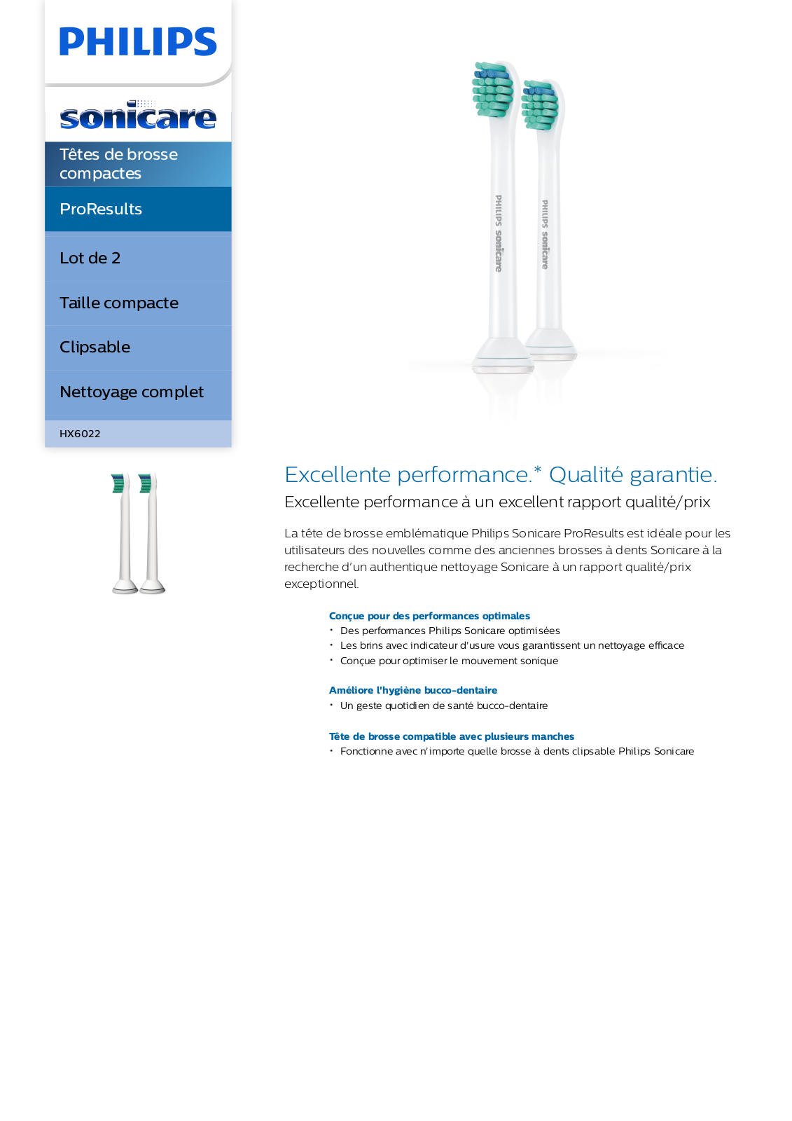 Philips HX6022/05 product sheet