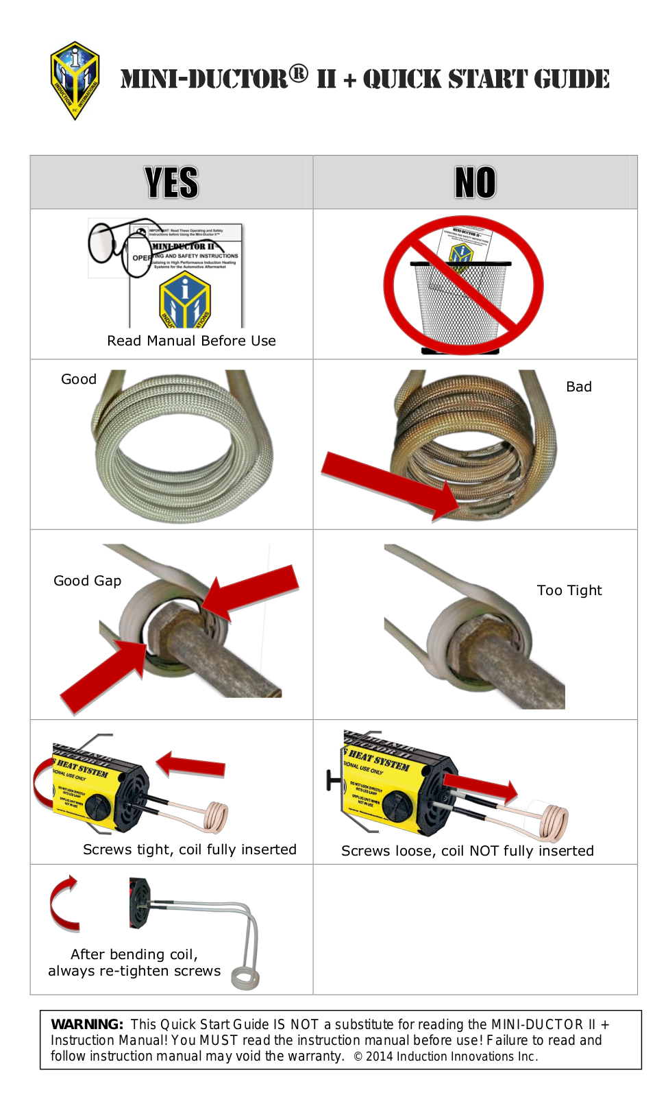 Induction Innovations Mini-Ductor II MD-800 Quick Start Manual