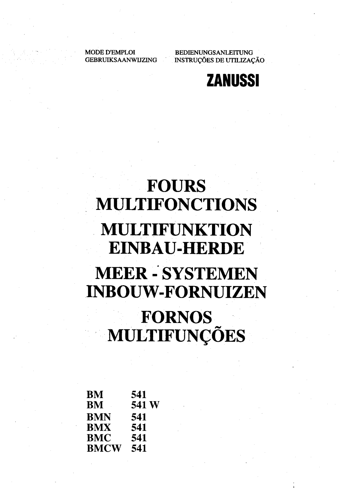 Zanussi BMX541, BMC541, BMC541W, BM541, BMN541 User Manual