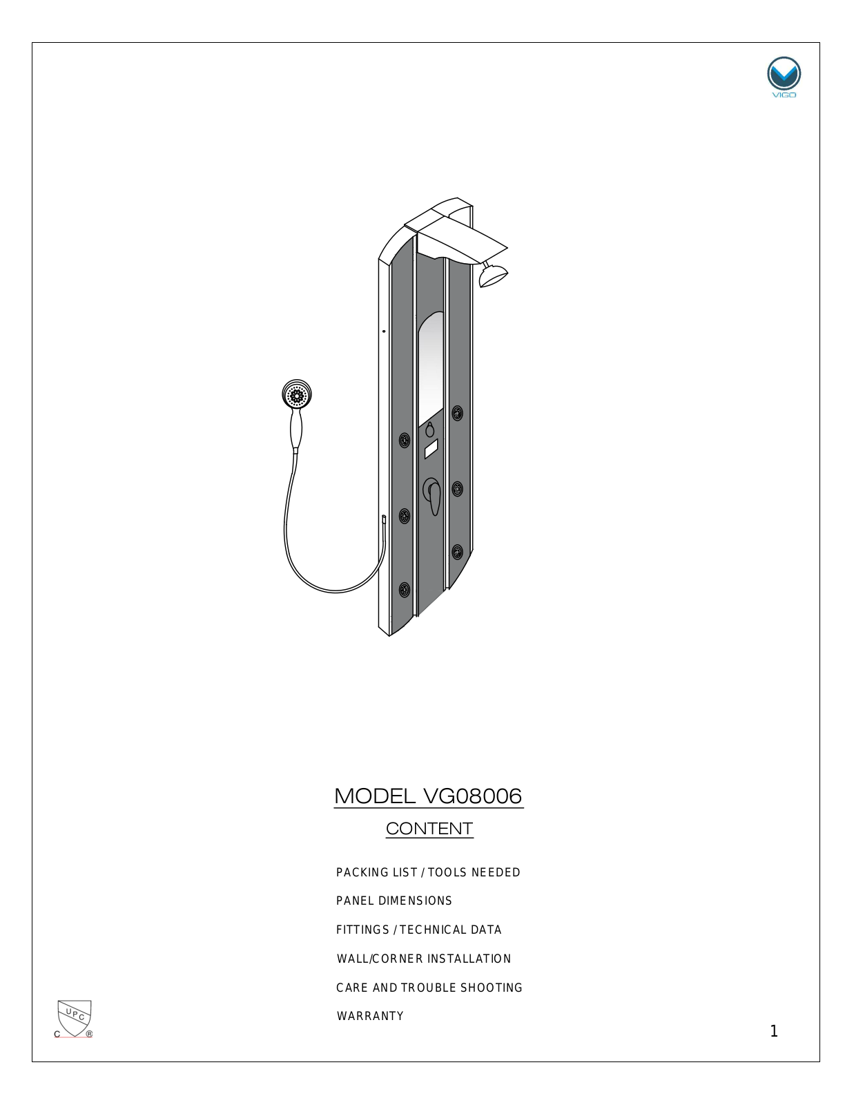 Vigo VG08006 User Manual