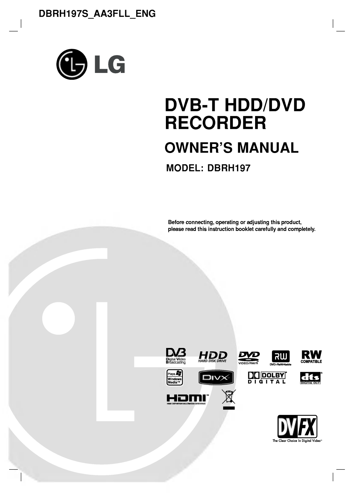 LG DBRH197S User manual