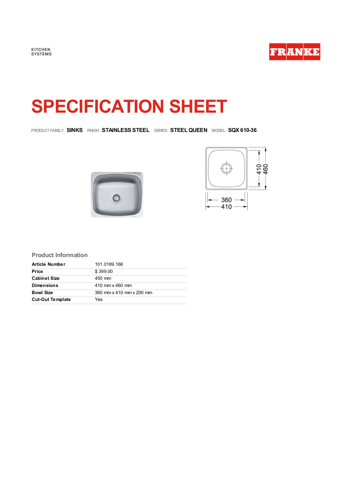 Franke Foodservice SQX 610-36 User Manual