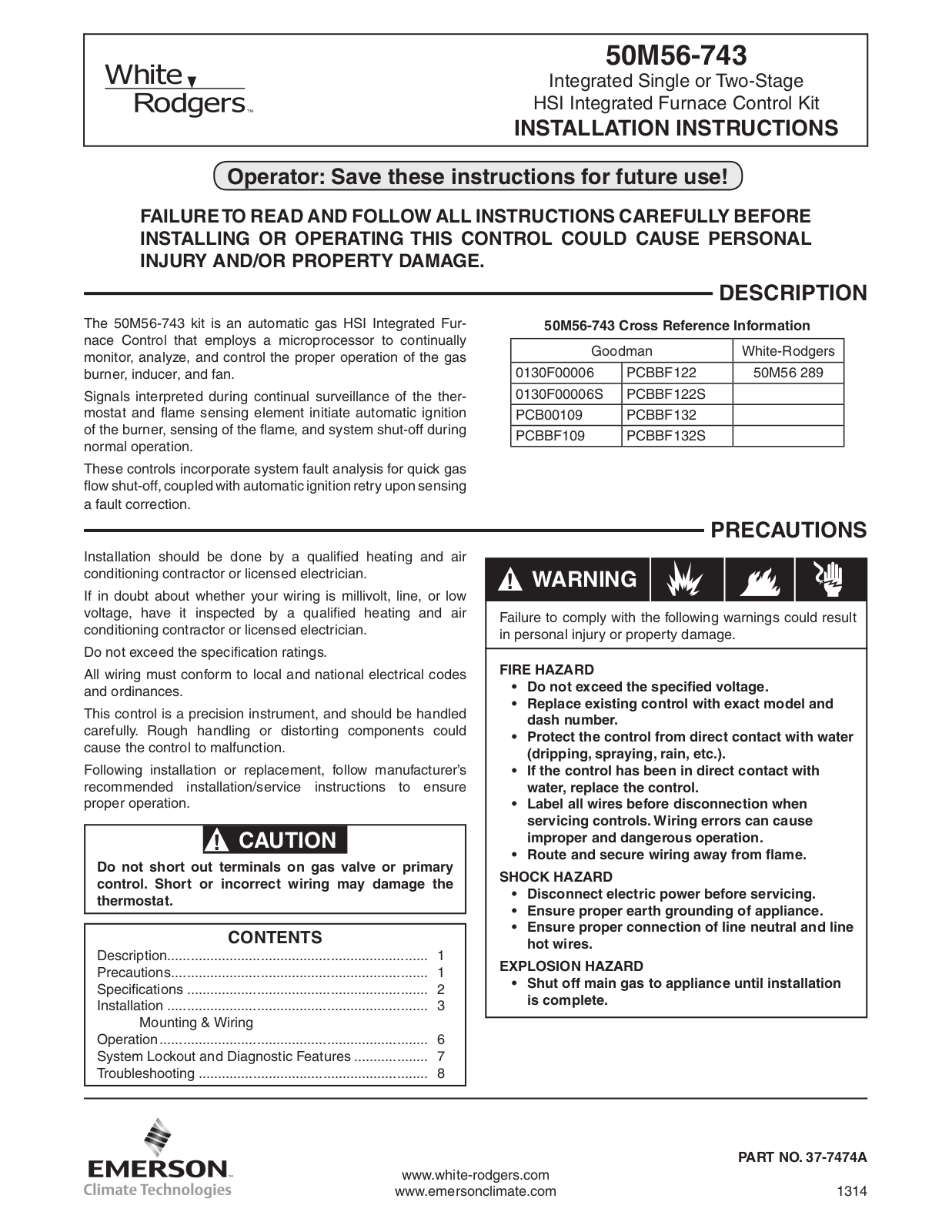 Emerson 50M56-7433 User Manual