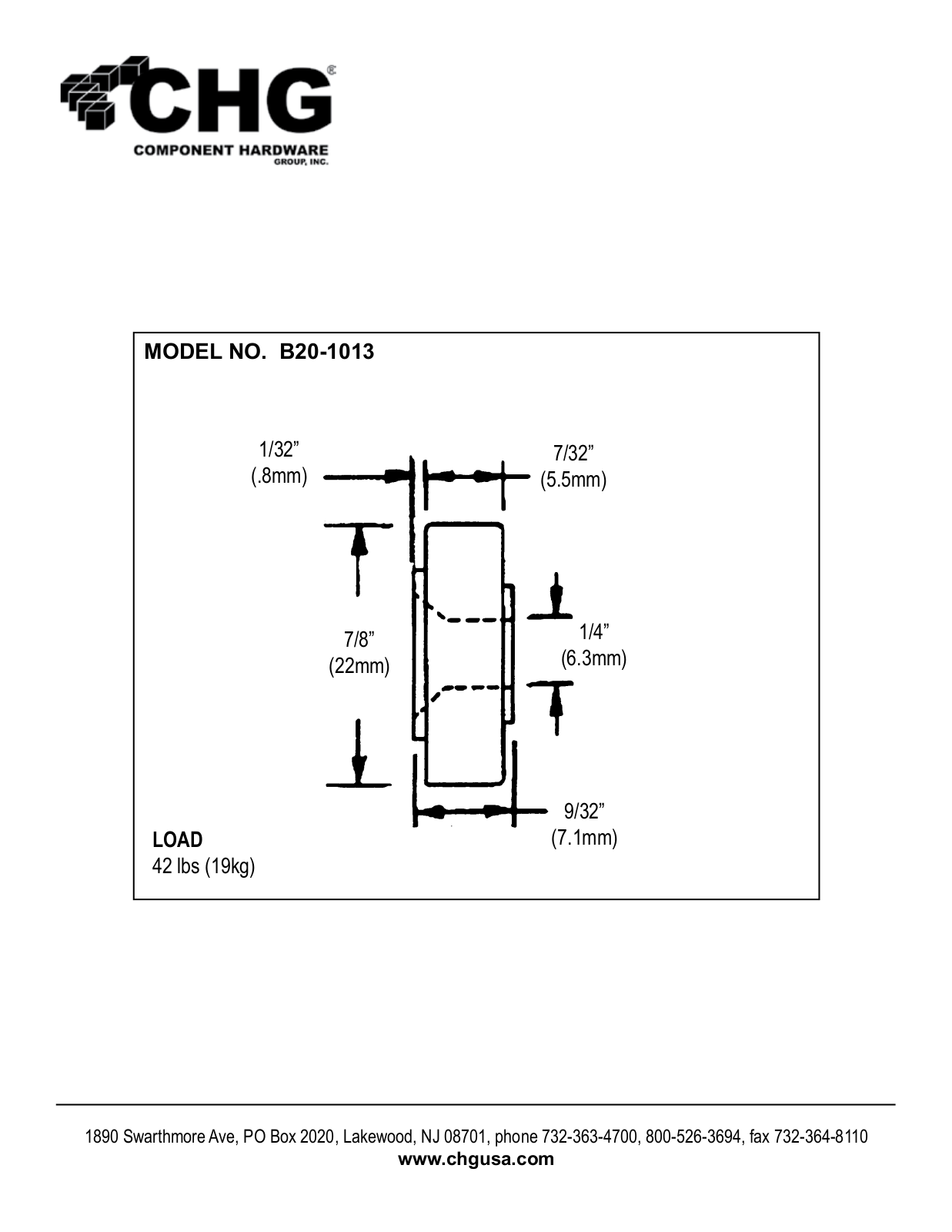 Component Hardware B20-1013 User Manual