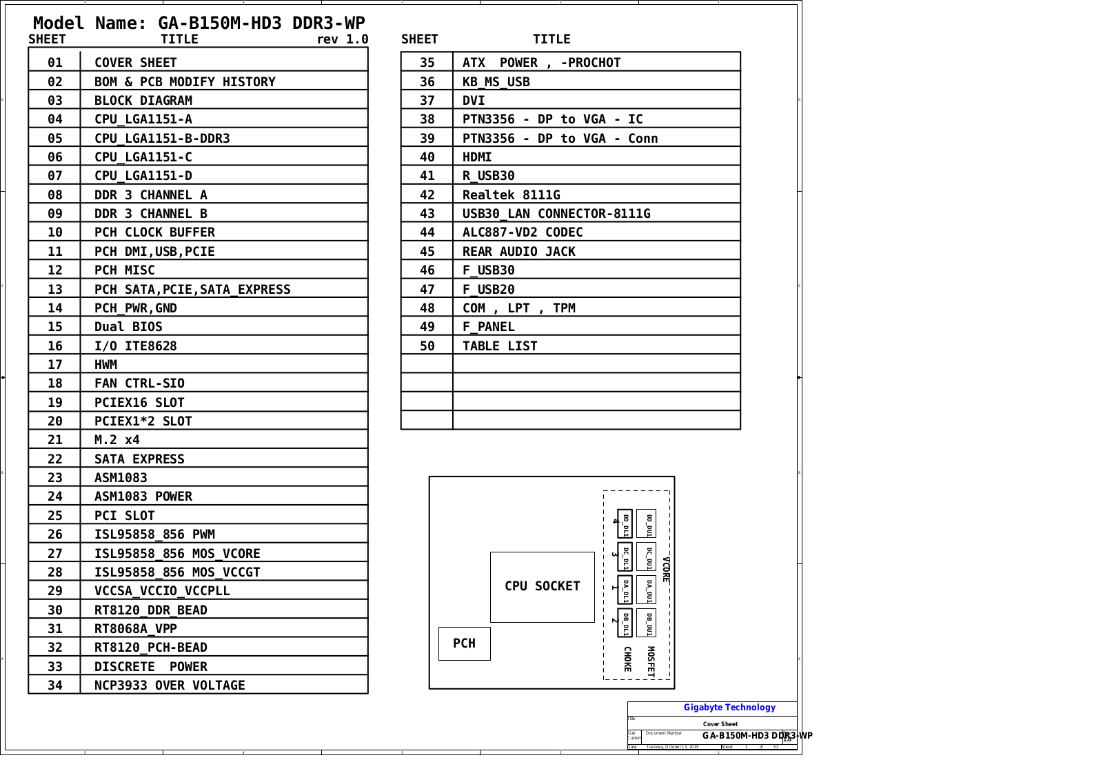 Gigabyte GA-B150-HD3 DDR3-WP REV1.0 Schematic