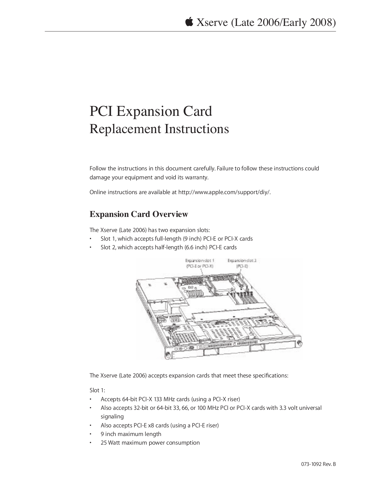 Apple Xserve DIY Procedure for Expansion Card User Manual