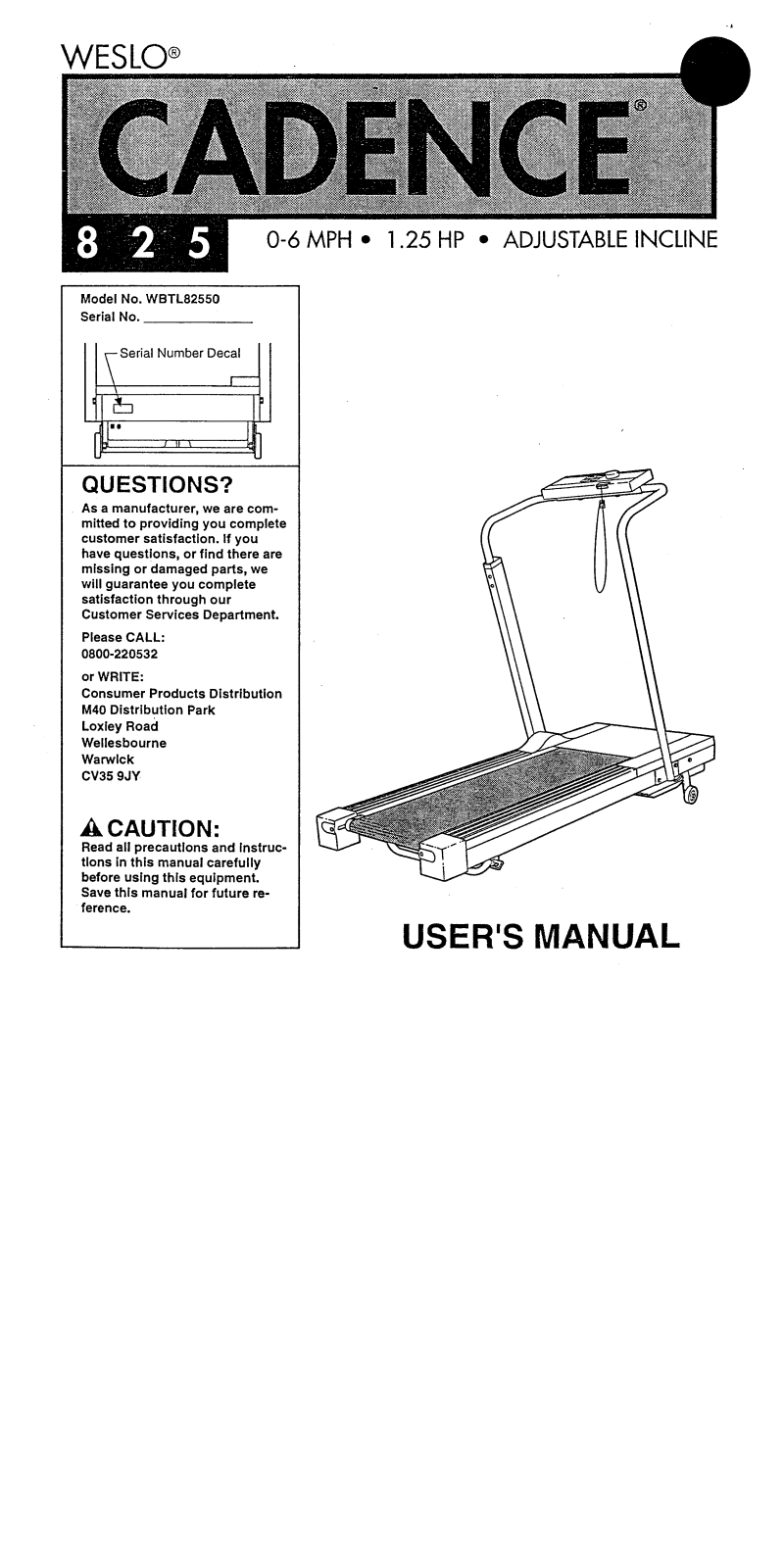 Weslo WBTL82550 Owner's Manual