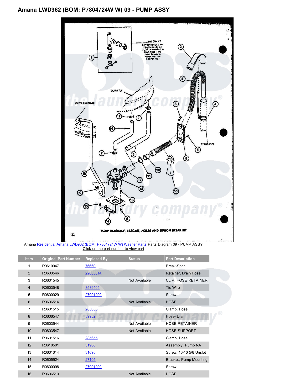 Amana LWD962 Parts Diagram