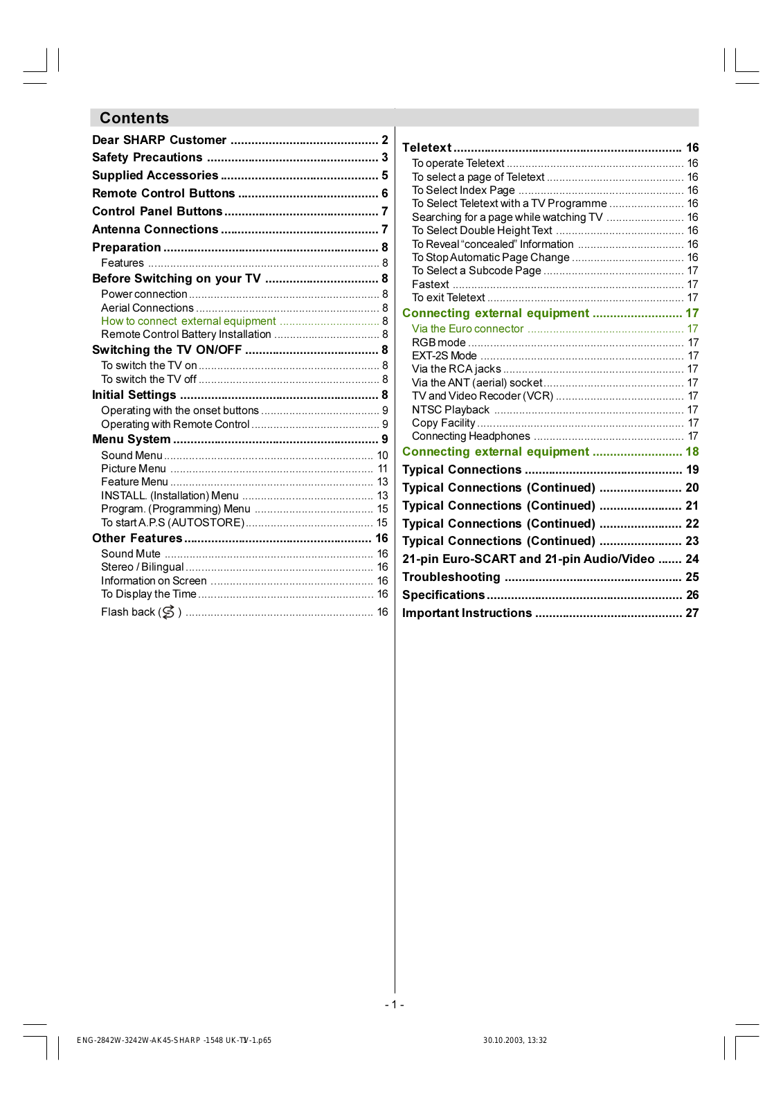 Sharp 28LW92H, 32LW92H User Manual