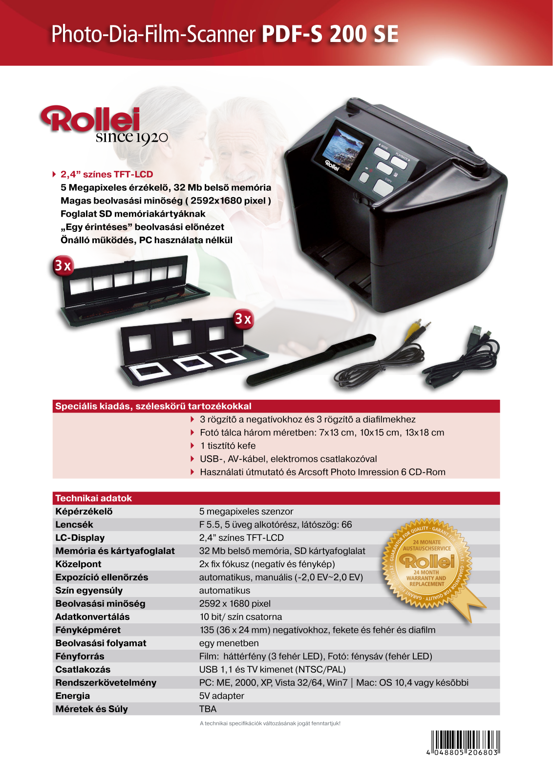 Rollei PDF-S 120 SE DATASHEET