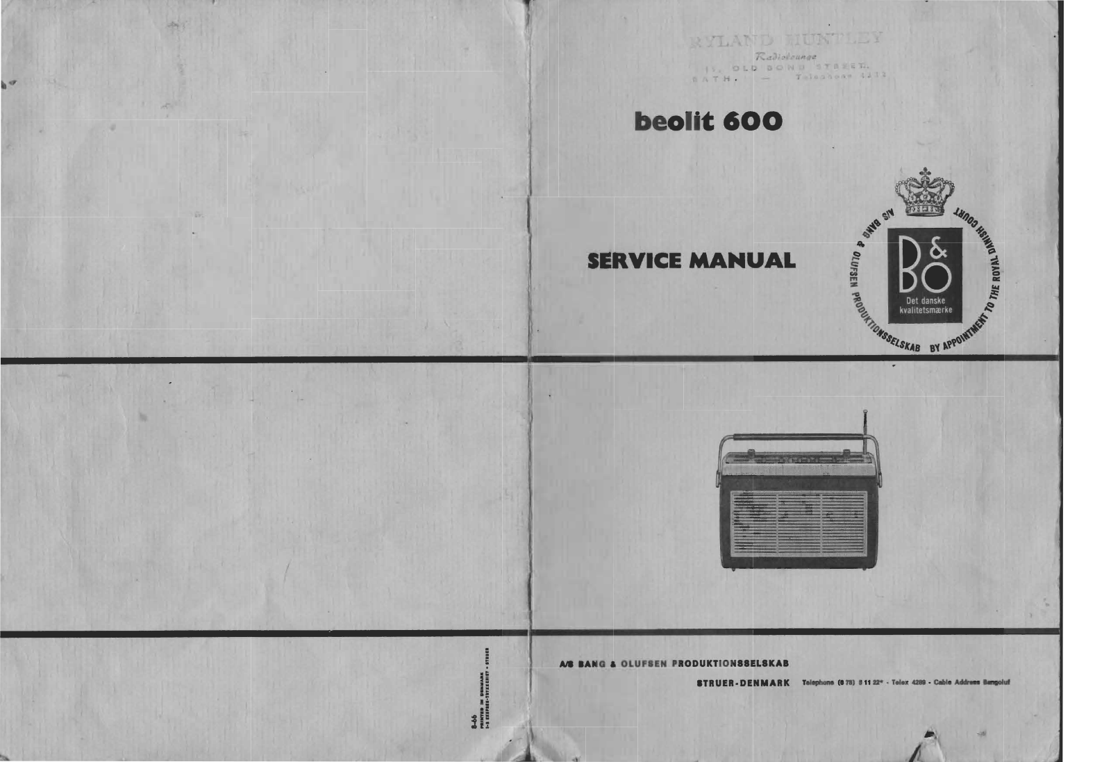 Bang and Olufsen Beolit 600 Service manual