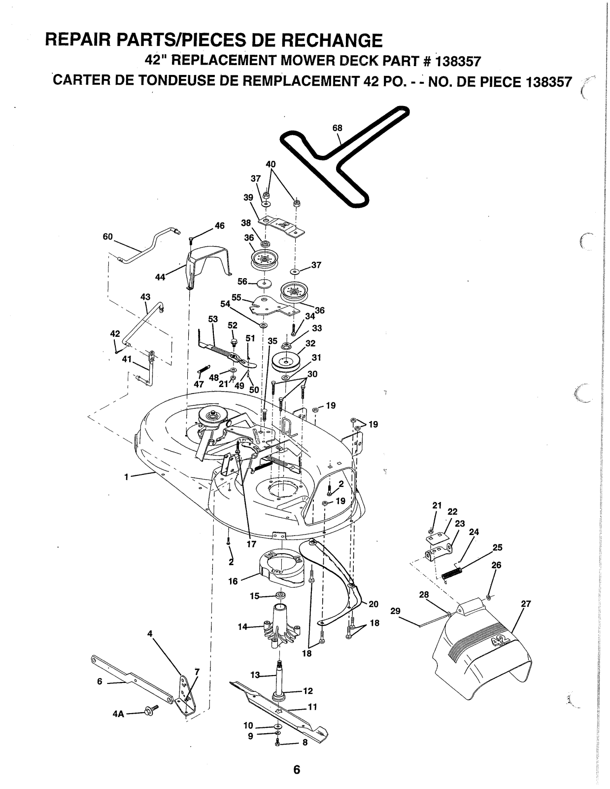 Ayp 138357 DECK PARTS LIST