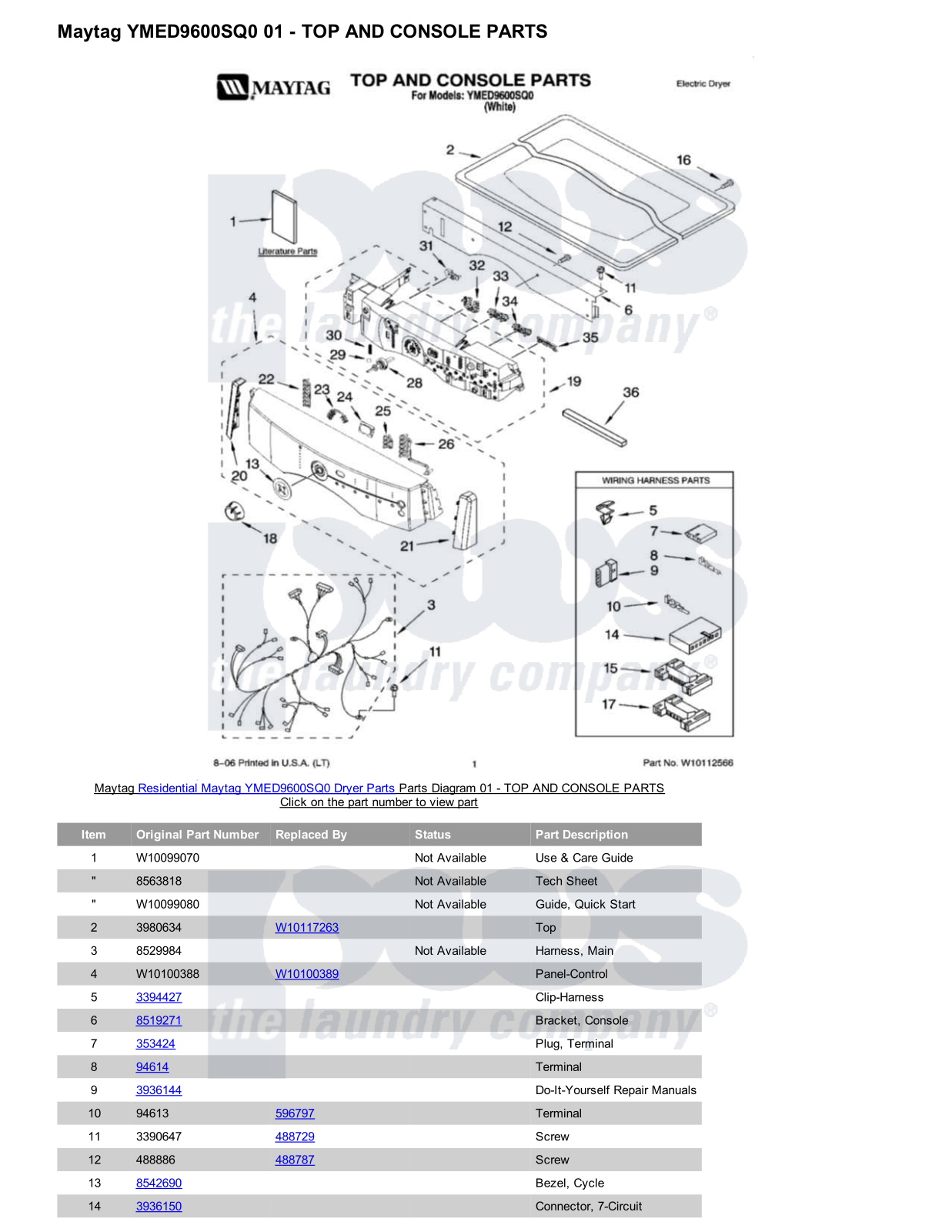 Maytag YMED9600SQ0 Parts Diagram