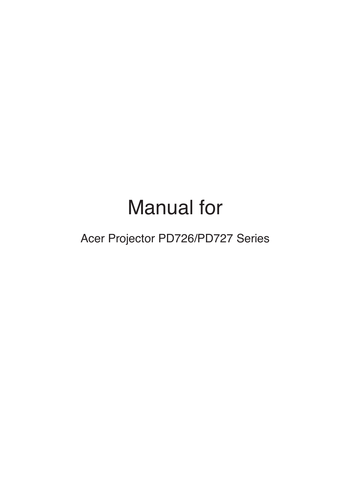 Acer PD726, PD727 User Manual