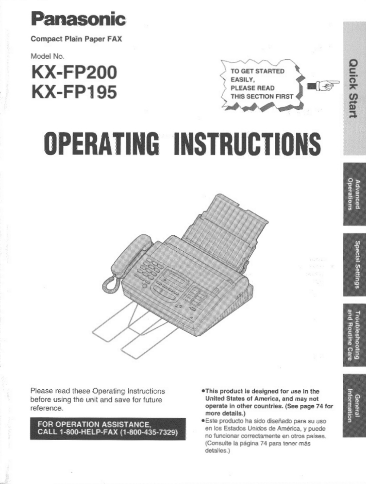 Panasonic KX-FP195 User Manual