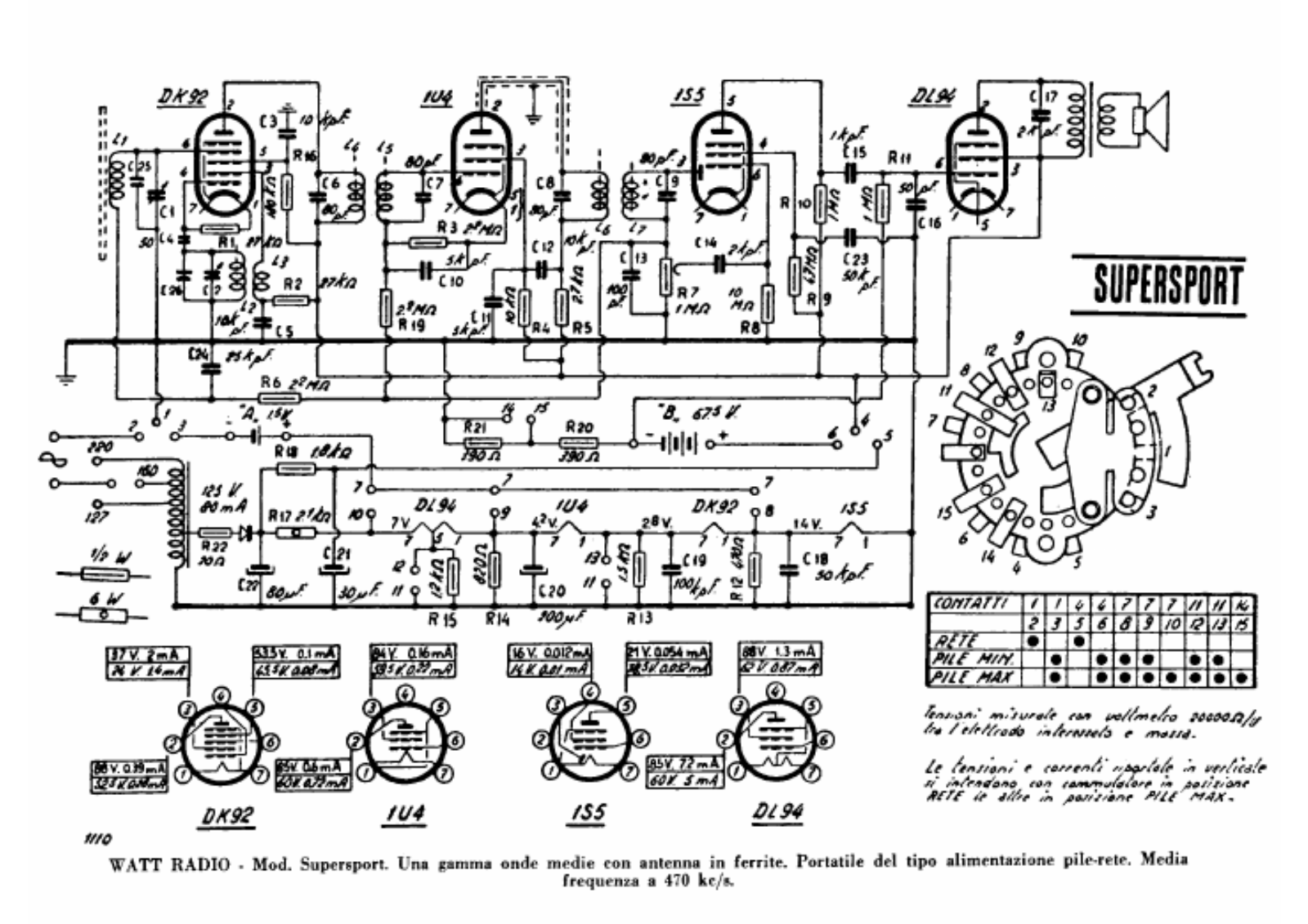 Watt Radio super sport schematic