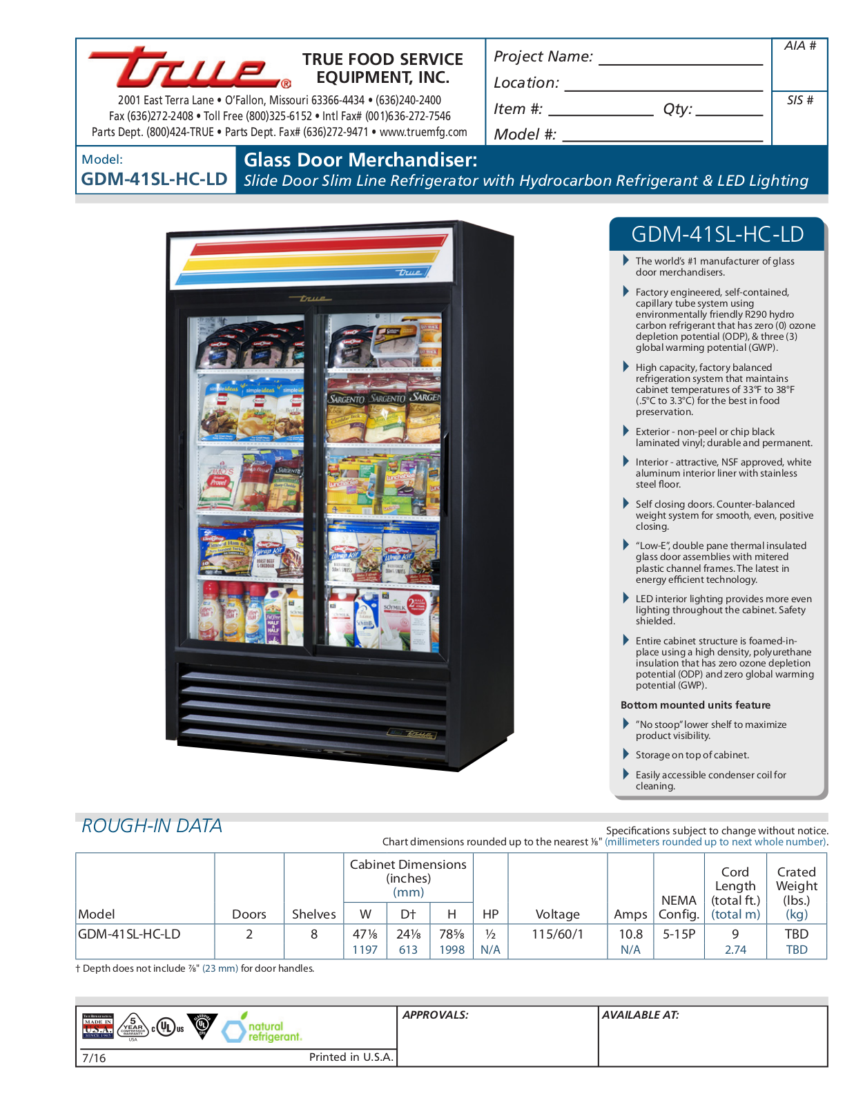 True GDM-41SL-HC-LD User Manual