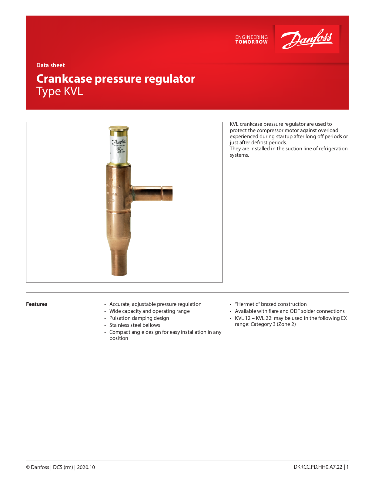 Danfoss KVL 12, KVL 15, KVL 22, KVL, KVL 28 Data sheet