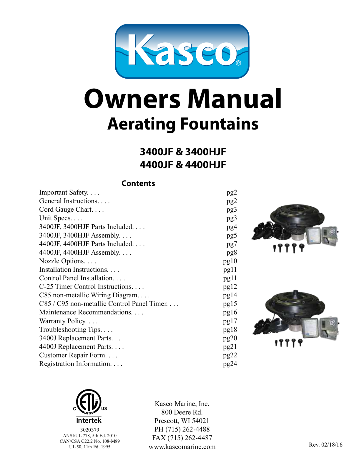 Kasco 3400JF, 4400JF, 3400HJF User Manual