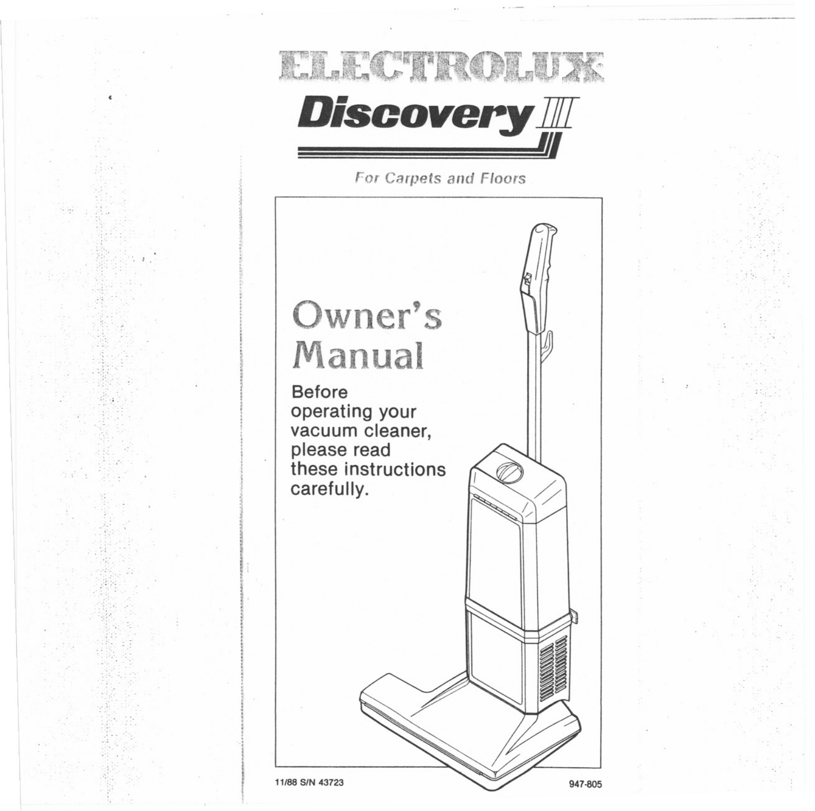 Aerus Discovery III Owner's Manual