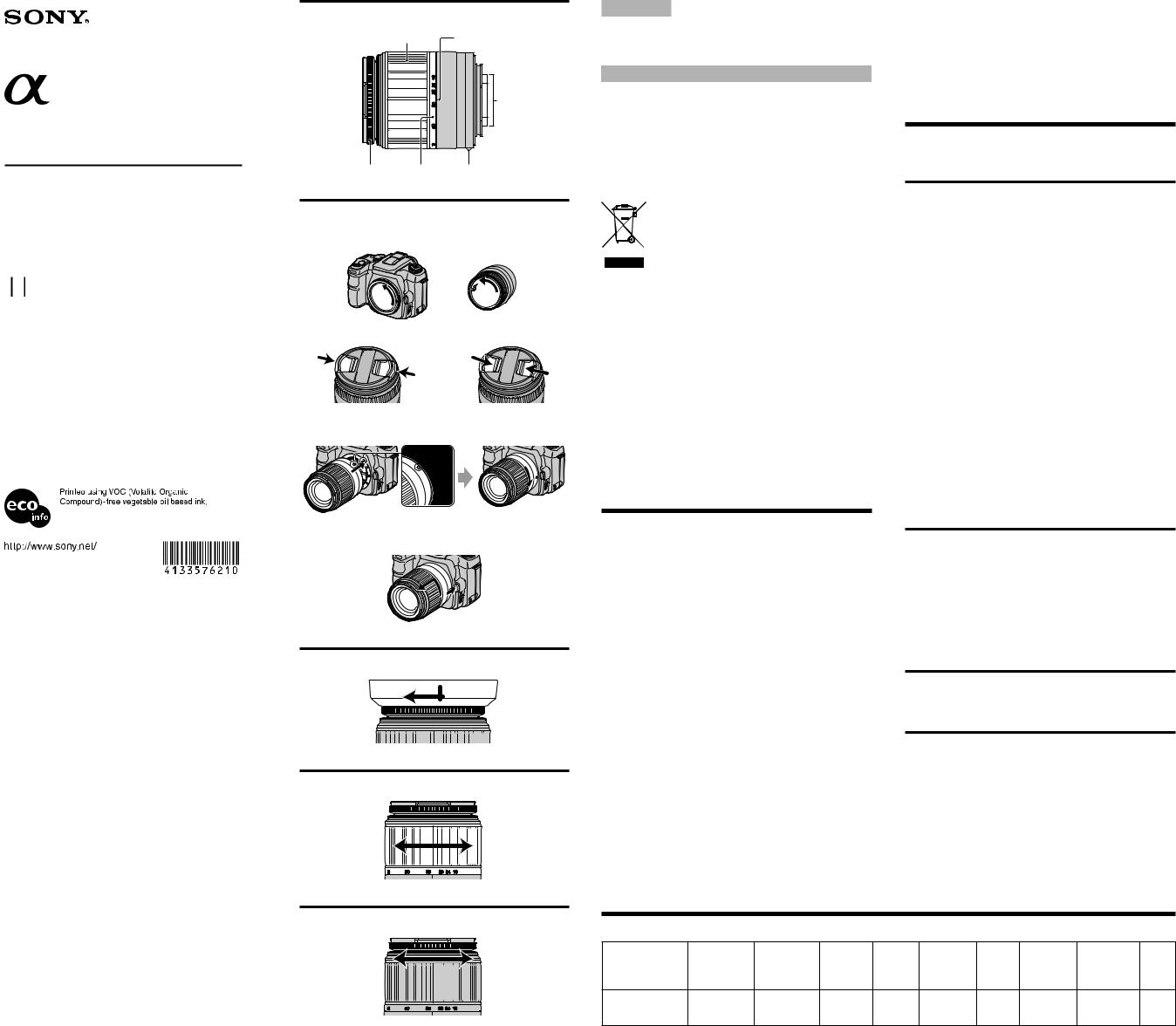 Sony SAL1870 User Manual