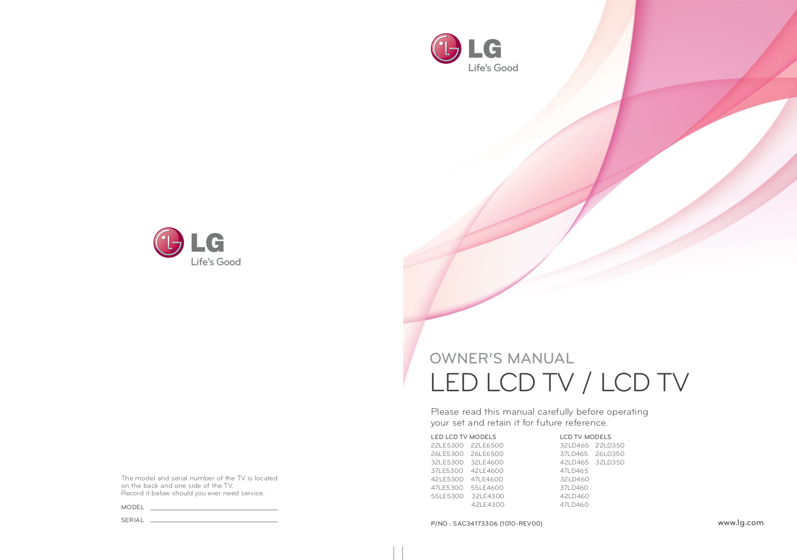 LG 26LD350, 22LD350, 42LD460, 32LD460, 42LD465 Owner's Manual