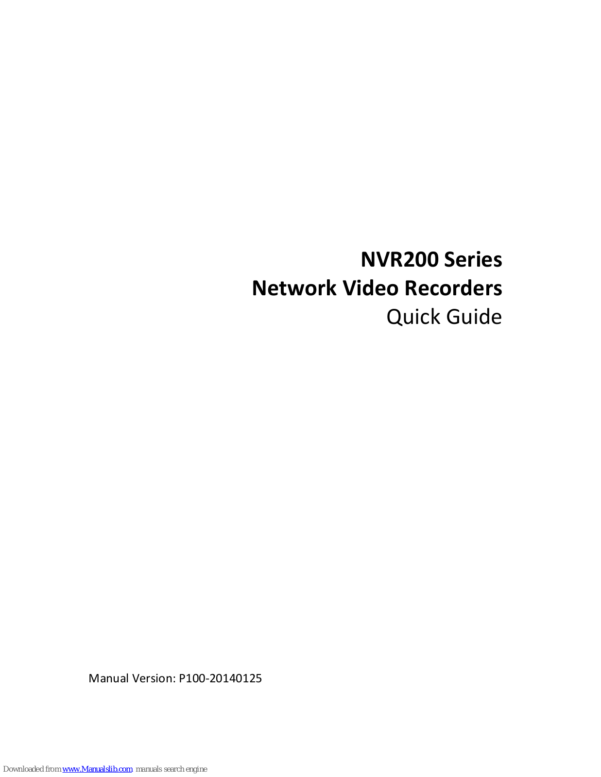 UNIVIEW NVR200 Series Quick Manual