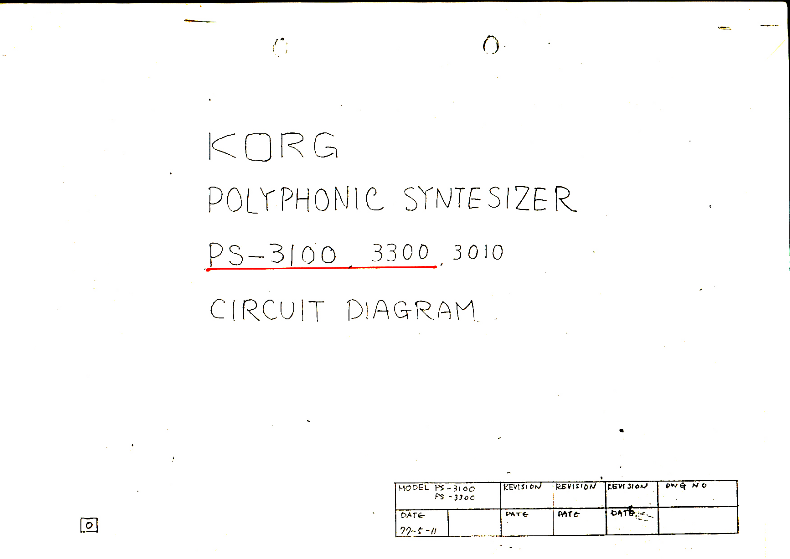 Korg PS-3100 Schematics