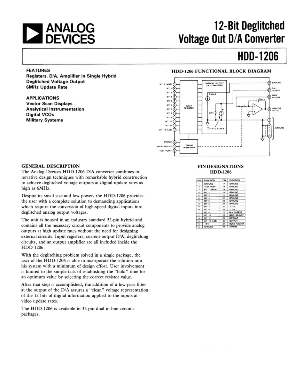 Analog Devices HDD-1206 Datasheet