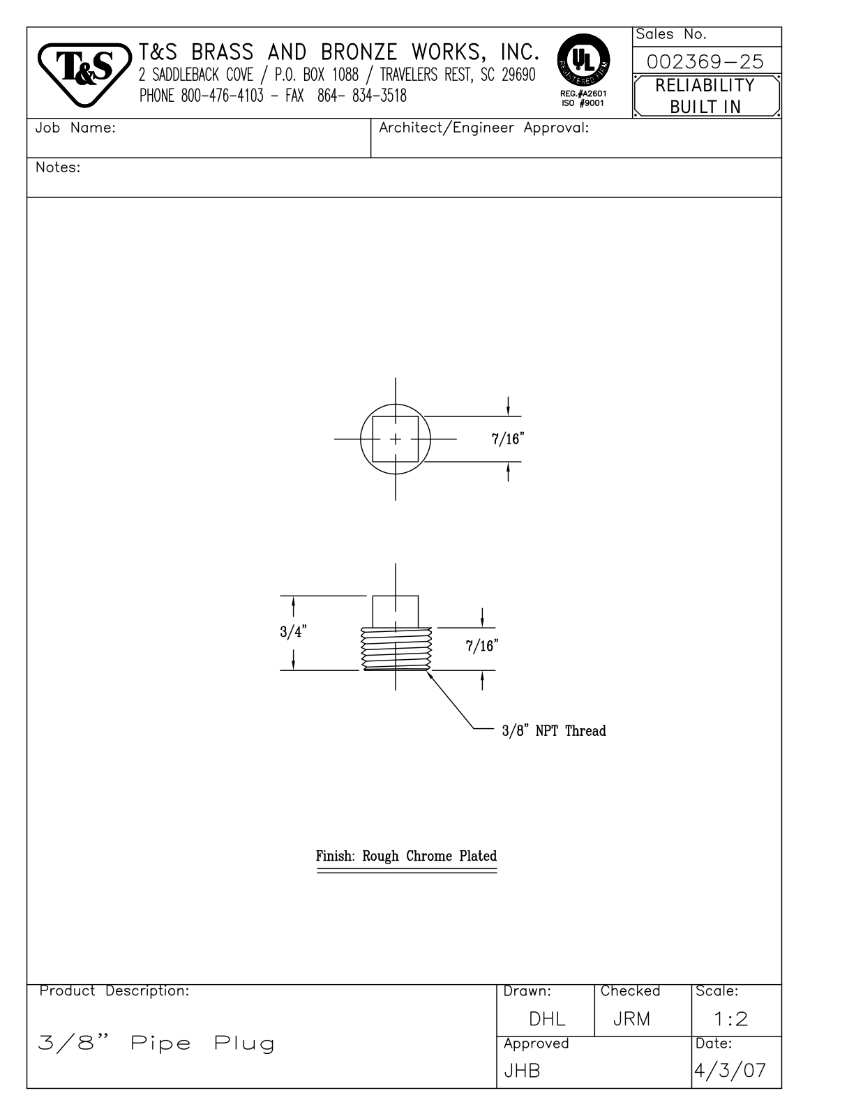 T&S Brass 002369-25 User Manual