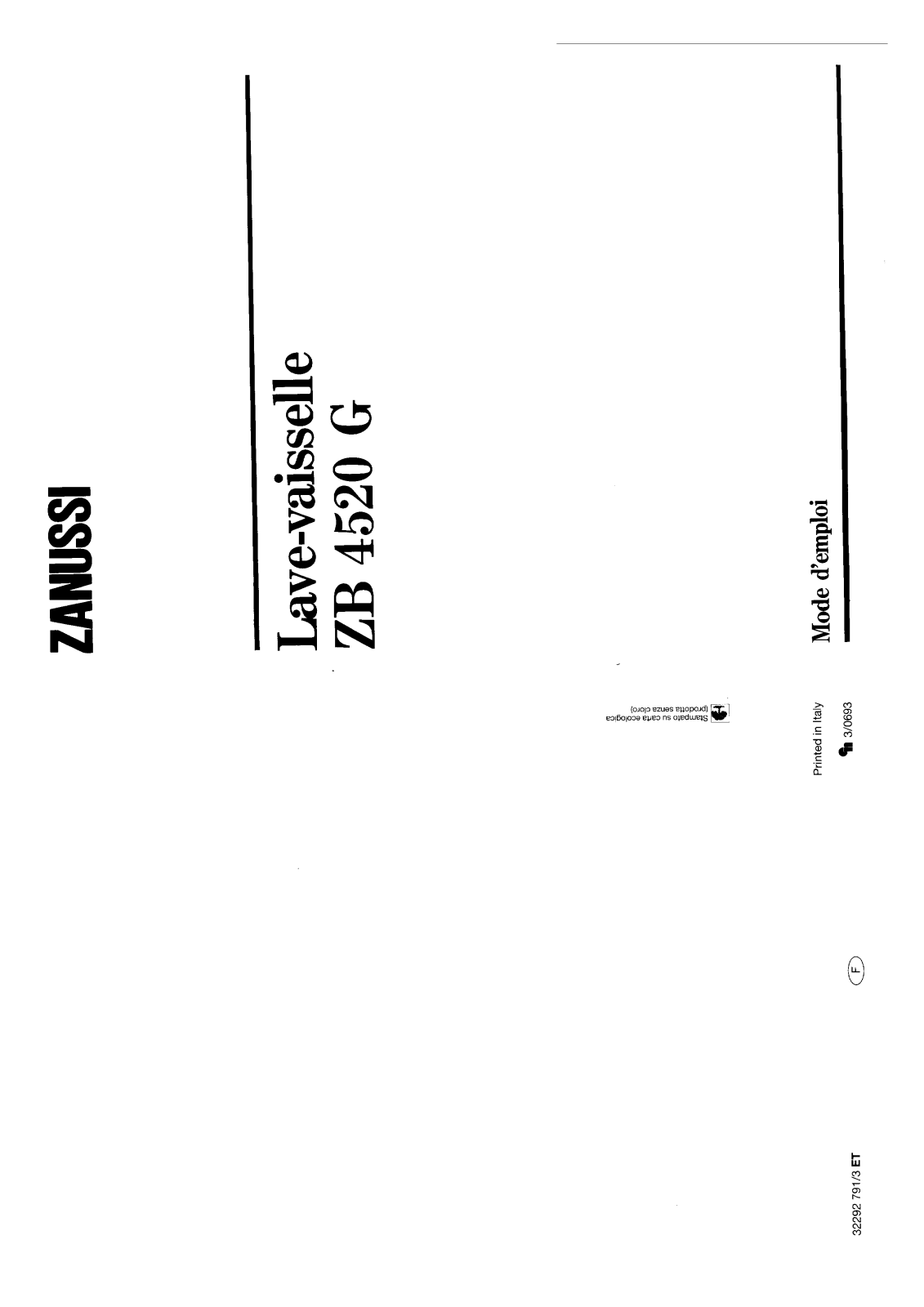 ZANUSSI ZB4520G-2 User Manual