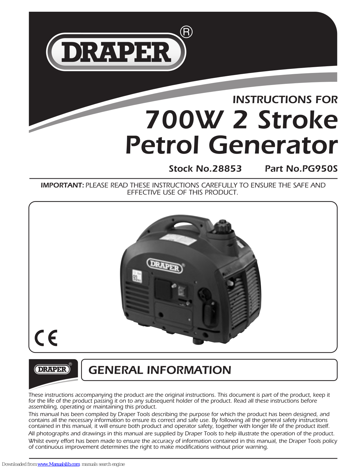 Draper PG950S Instructions For - ManualMachine.com