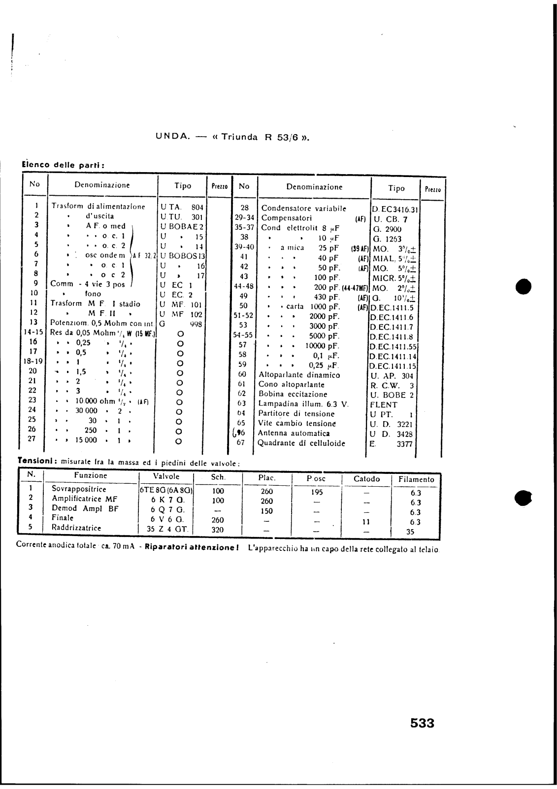 Unda Radio 53 6 schematic