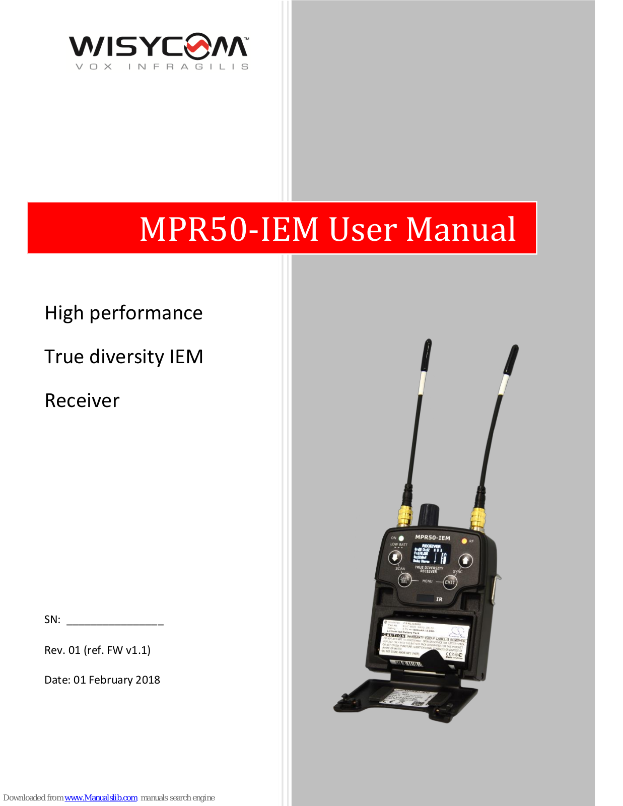 WisyCom MPR50-IEM User Manual