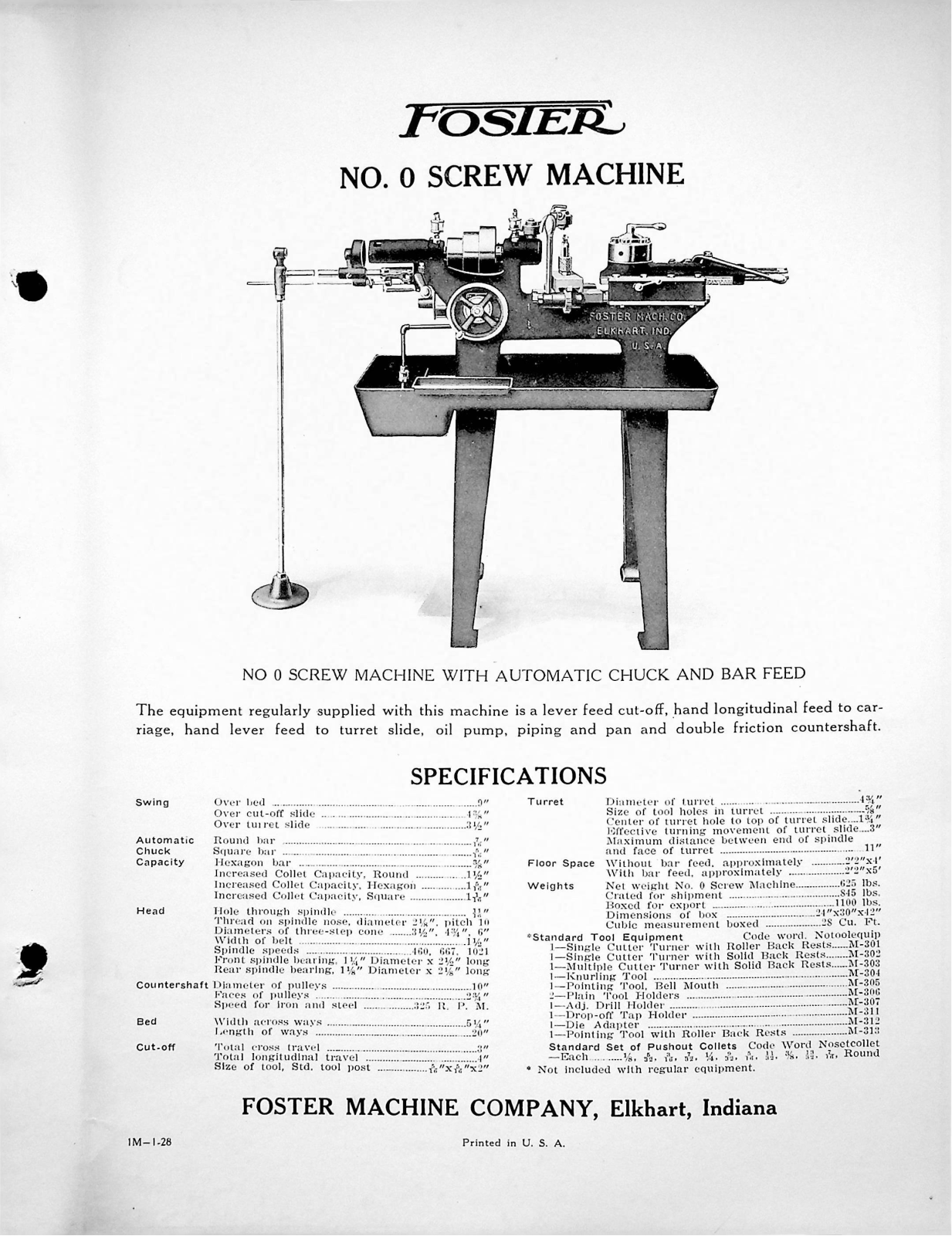 Foster Machine No. 0 Screw Machine Screw Machine - ManualMachine.com