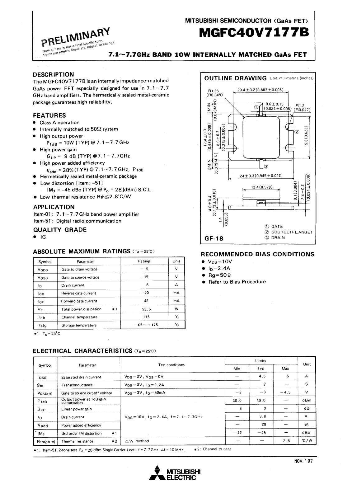 Mitsubishi MGFC40V7177B Datasheet