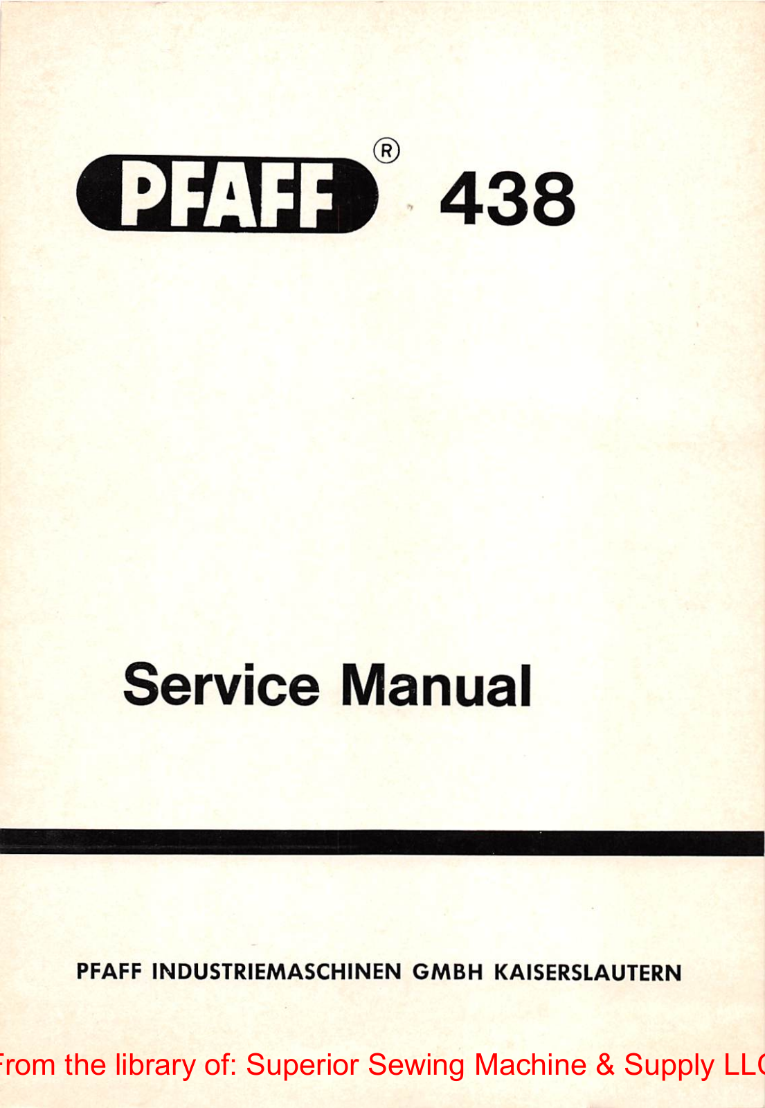Pfaff 438 Service Manual