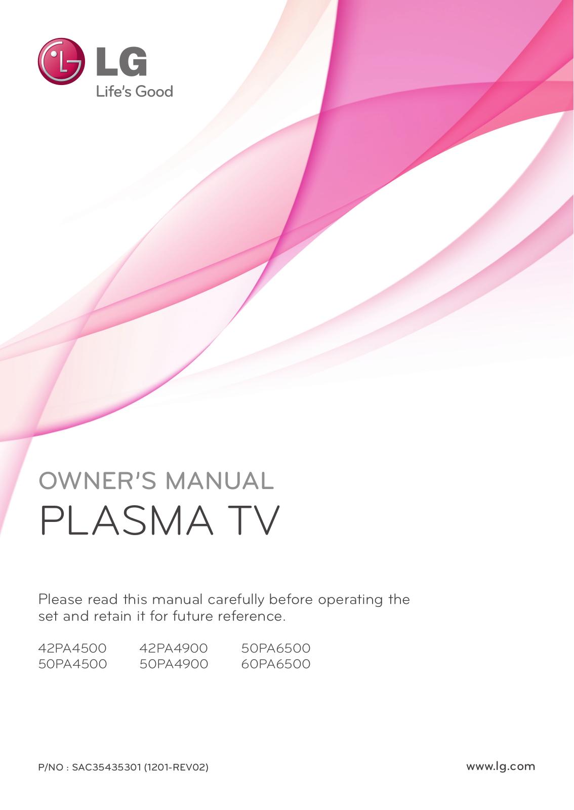 LG 50PA4900, 60PA6500, 50PA4500, 42PA4500 user manuals