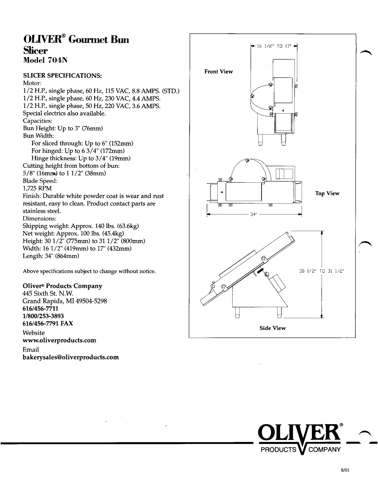 Oliver 704N User Manual