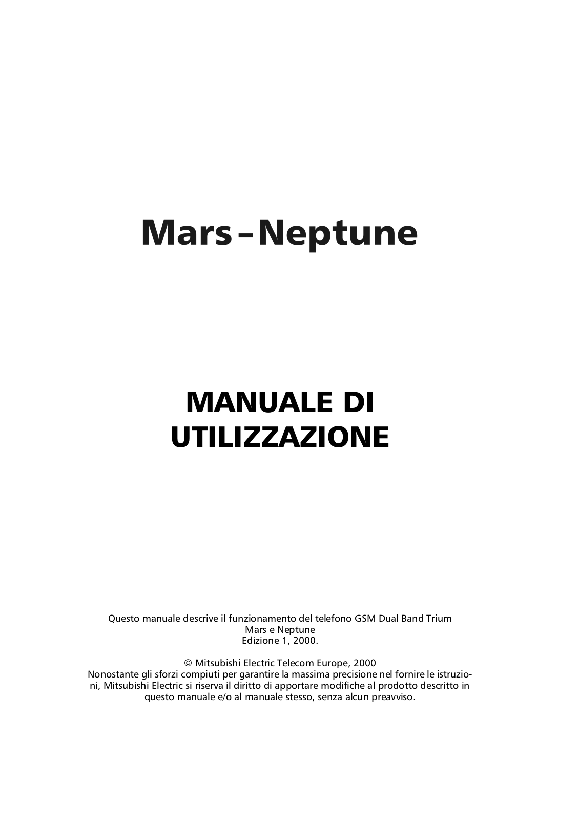 Mitsubishi TRIUM NEPTUNE, TRIUM MARS User Manual