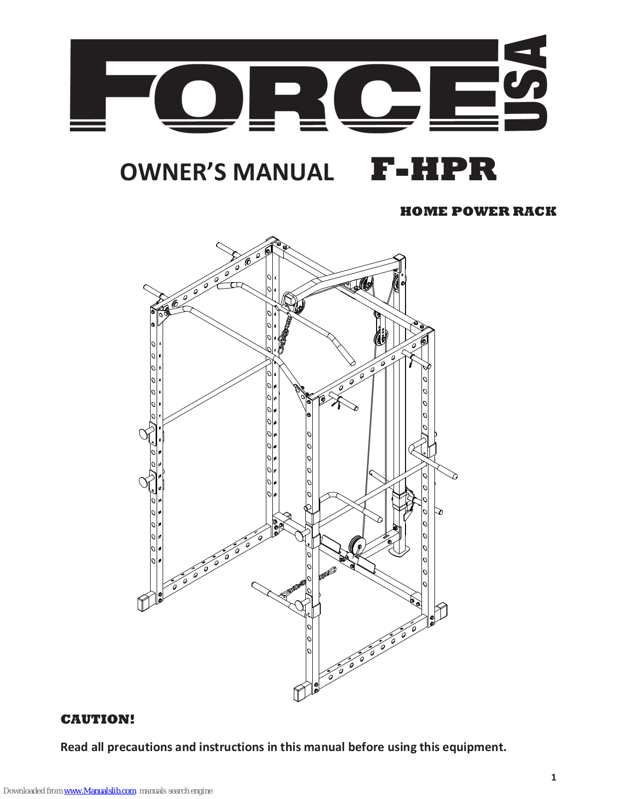 Force USA F-HPR Owner's Manual