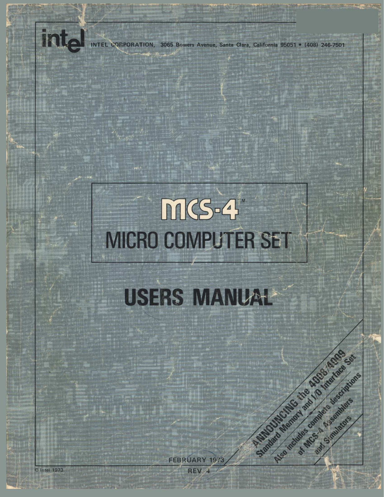 Intel MCS-4 User Manual