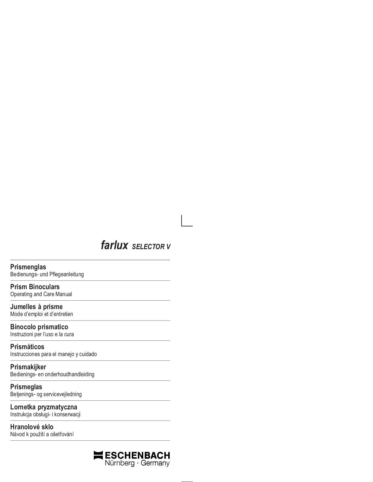 Eschenbach farlux selector v User manual