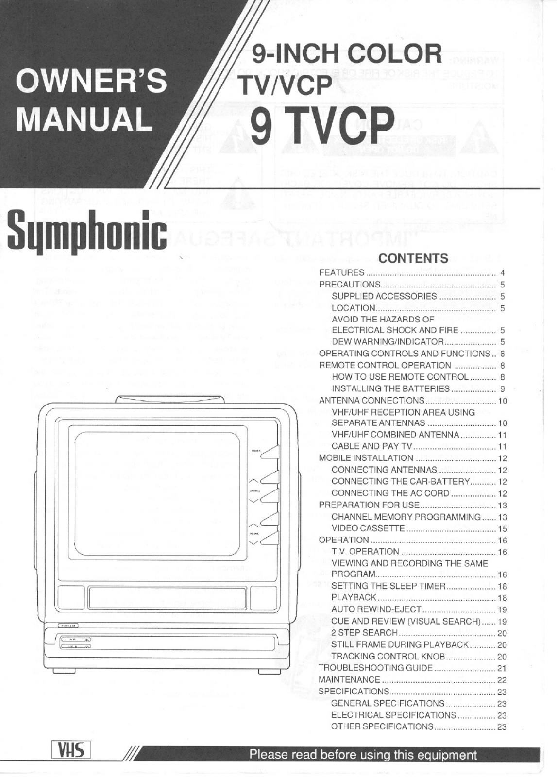 Symphonic 9 TVCP User Manual