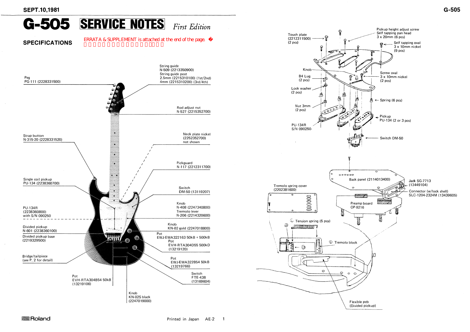 Roland G-505 Service Manual