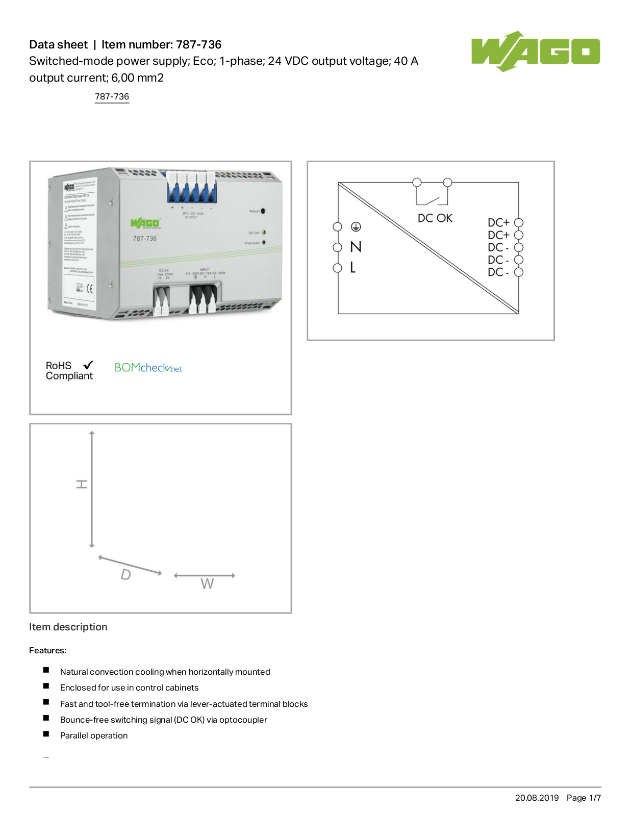 Wago 787-736 Data Sheet