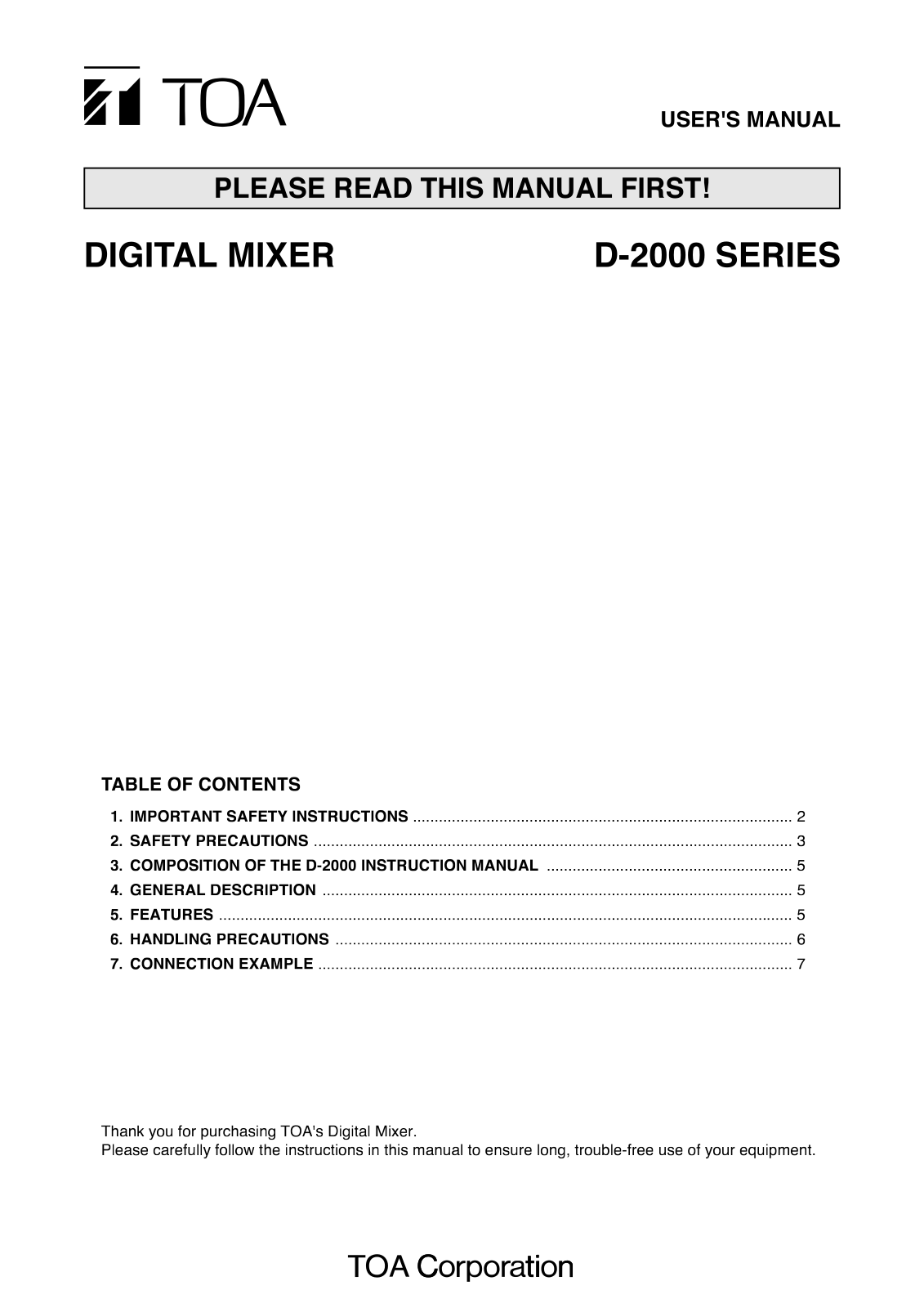 TOA Q-D-2012C Users Manual